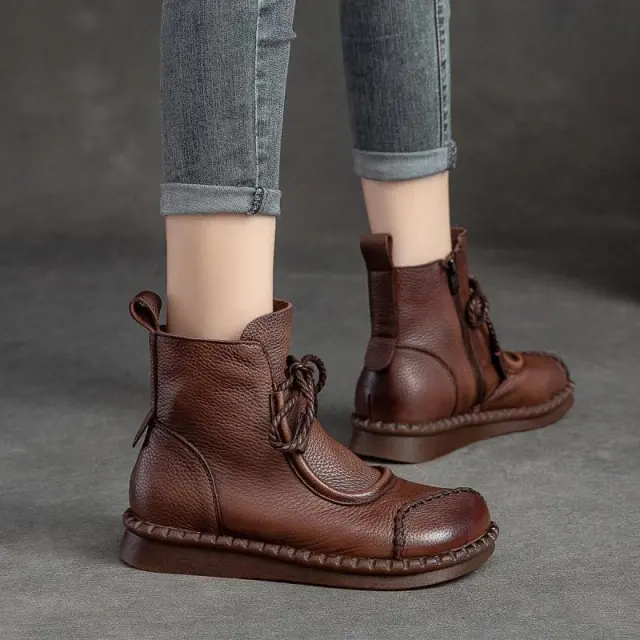 Womens Soft soled Soft upper Casual Non slip Ankle Boots Brown - Shop at LoveMi