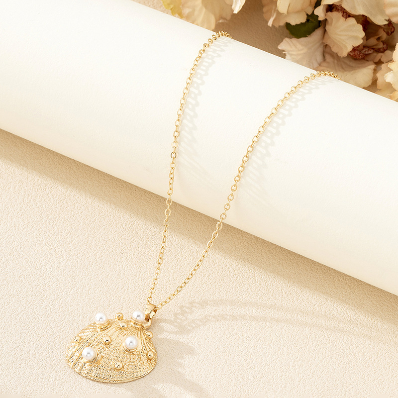 Pearl Shell Starfish Conch Pendant Necklace