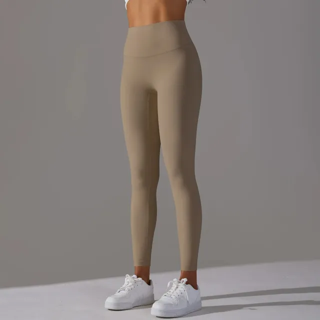 Cropped Pants Nude Feel Breathable High Waist Hip Lift Tights Cocoa Color - Shop at LoveMi