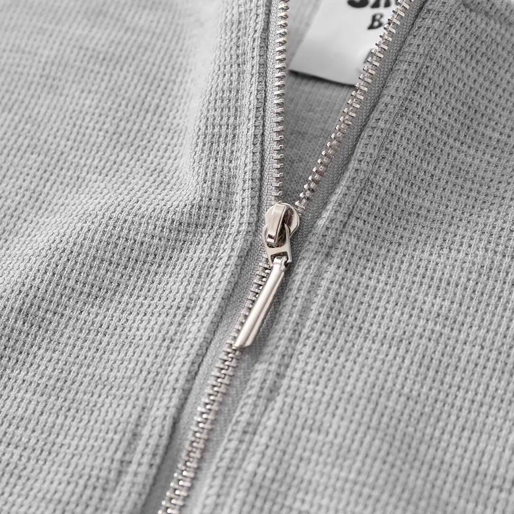 Solid Color Loose Half Long-sleeve Zipper Men