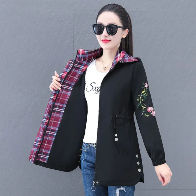 Women's Mid length Hooded Detachable Trench Coat Black - Shop at LoveMi