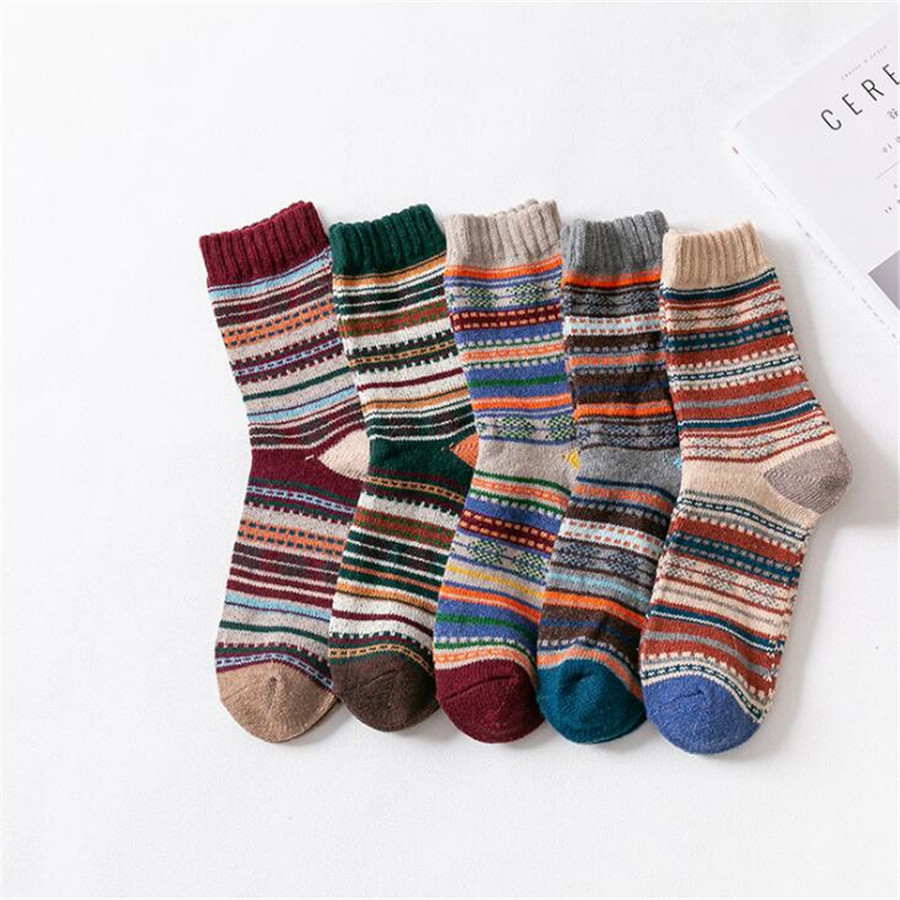 Title 11, Mens Stripe Thickened Mid-tube Wool Socks. War...