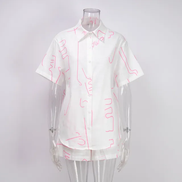 Fashion Short Sleeve Shirt Shorts Suit Rose - Shop at LoveMi