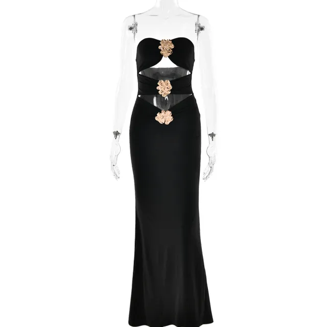 Sexy Tube Top Backless Hollow out Tight Dress Black - Shop at LoveMi