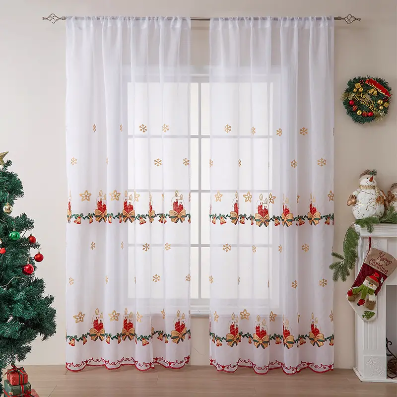 New American Christmas Curtain Snowflake Embroidery