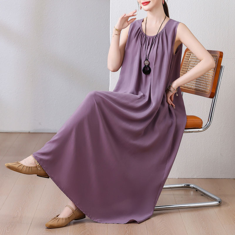 Colorful Beach French Cotton Summer Vest Dress Cameo Brown - Shop at LoveMi