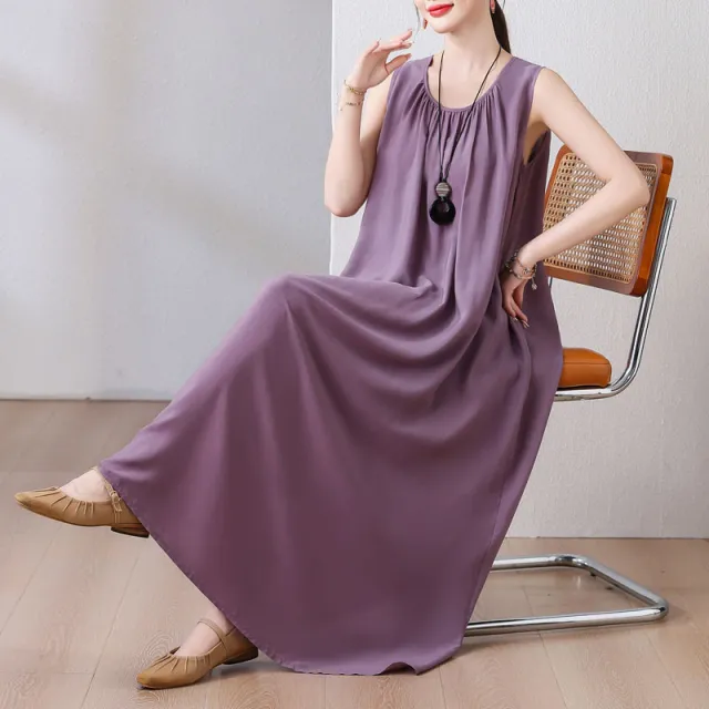 Colorful Beach French Cotton Summer Vest Dress Cameo Brown - Shop at LoveMi