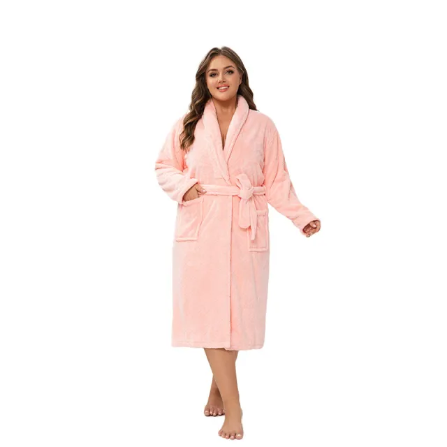 Plus size Bathrobe, Quick dry Absorbent Pure Cotton Pink - Shop at LoveMi