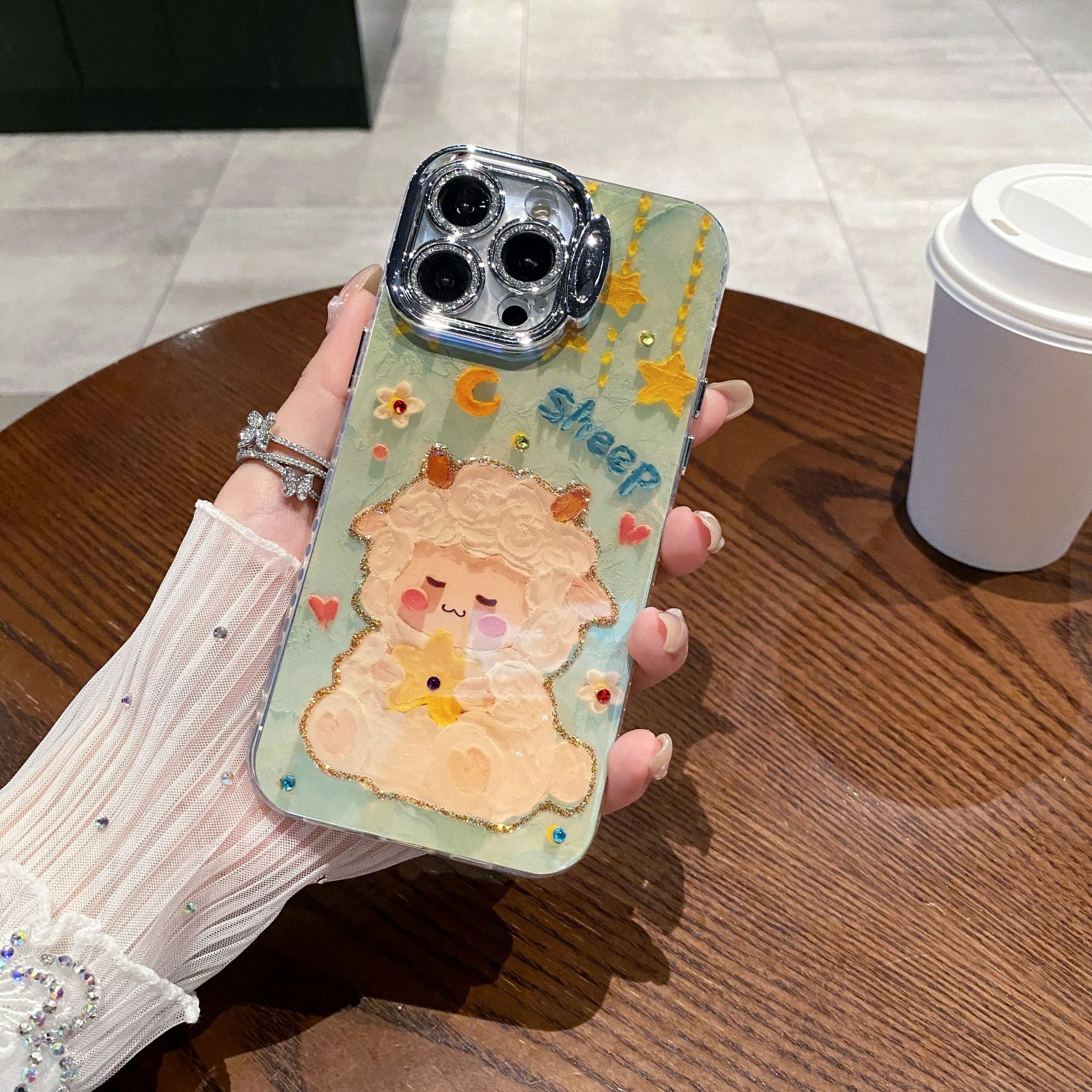 Blue Light Epoxy Sheep Bear All-inclusive Silicone Phone Case - Image 3