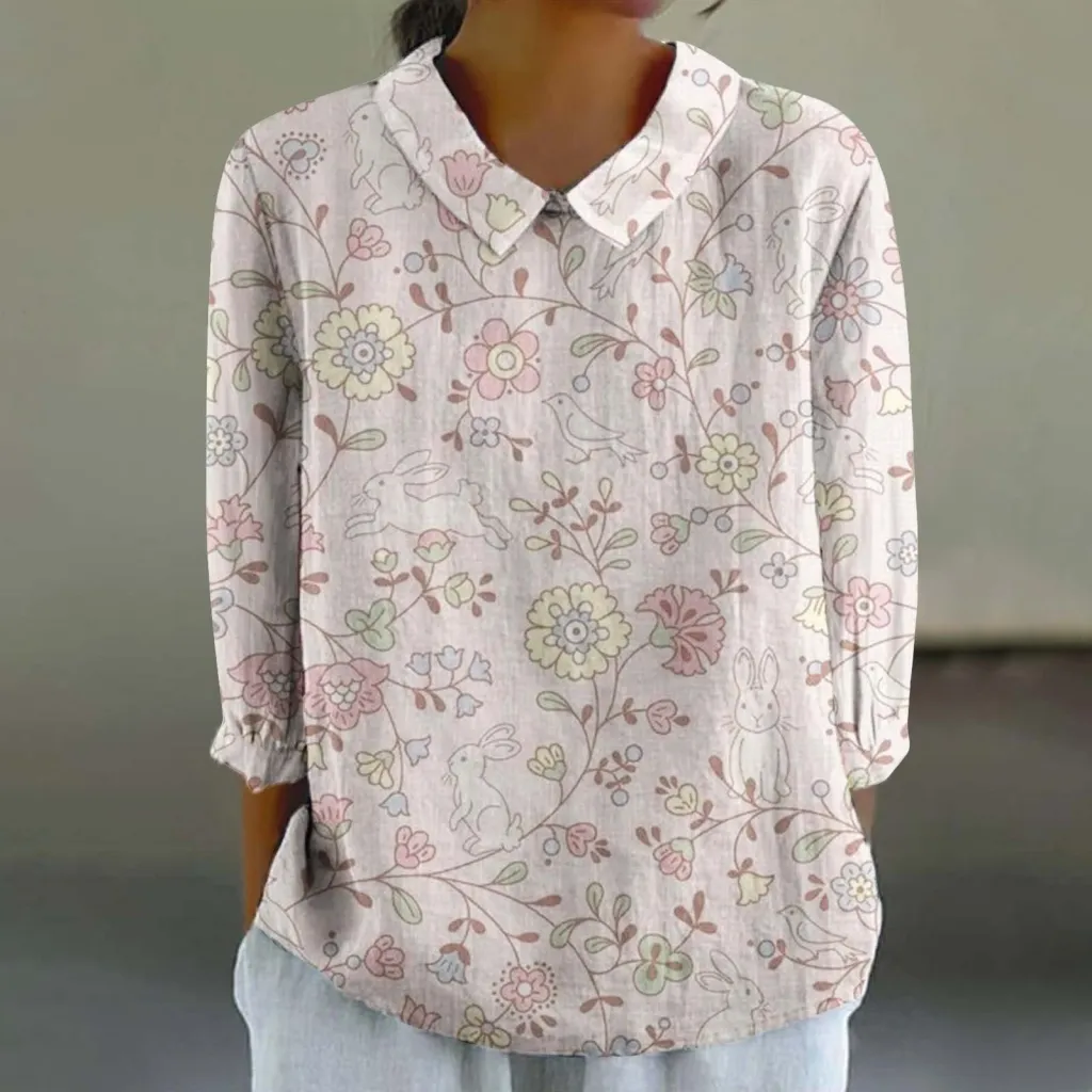Women's Loose Casual Graffiti Printing Shirt - Xl2462Hyh7-L