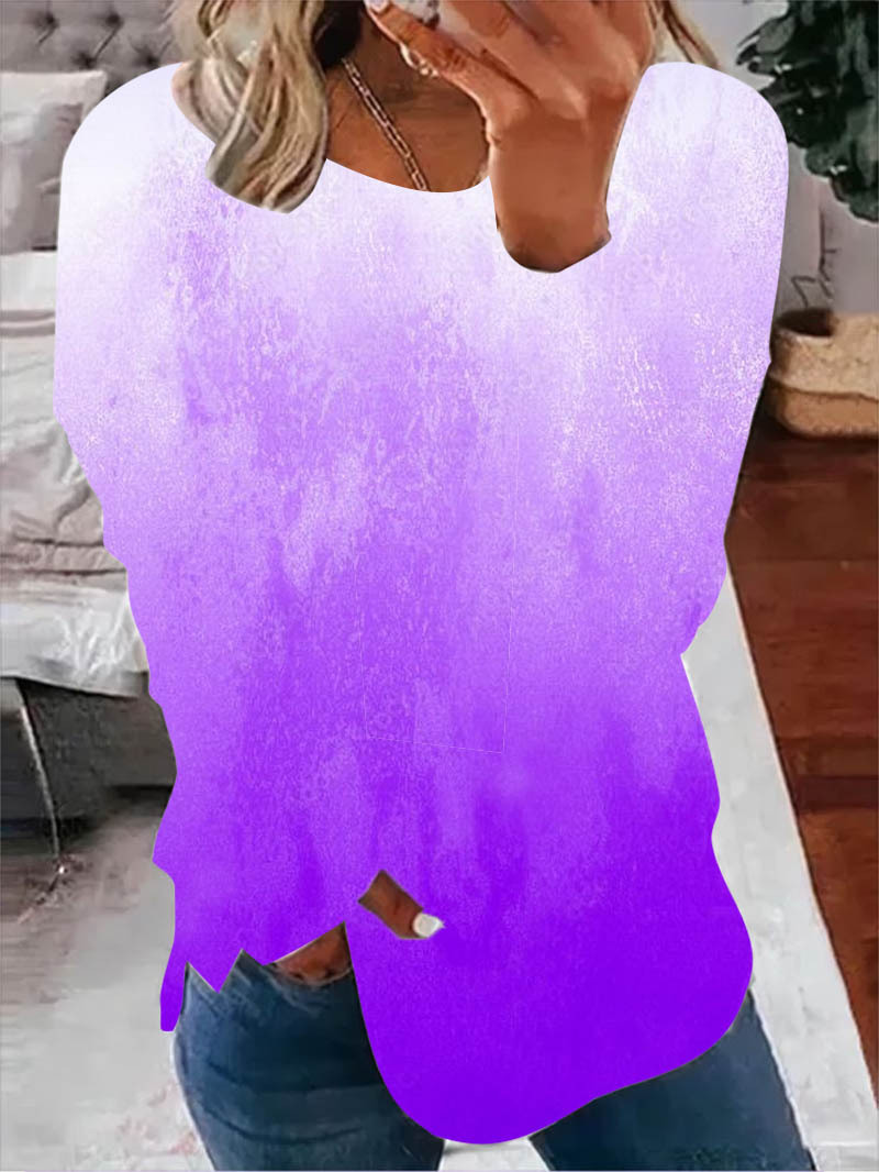 European And American 3D Printed Casual Round Neck Print Long Sleeves Sweater