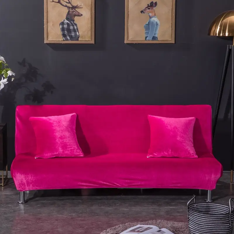 All-inclusive Silver Fox Velvet Armless Folding Sofa Bedspread
