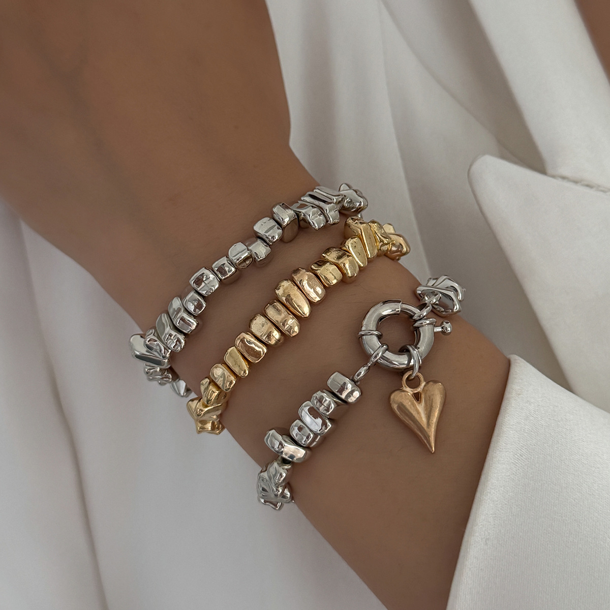 Niche, Light-luxury Three-piece Irregular Bracelet Set