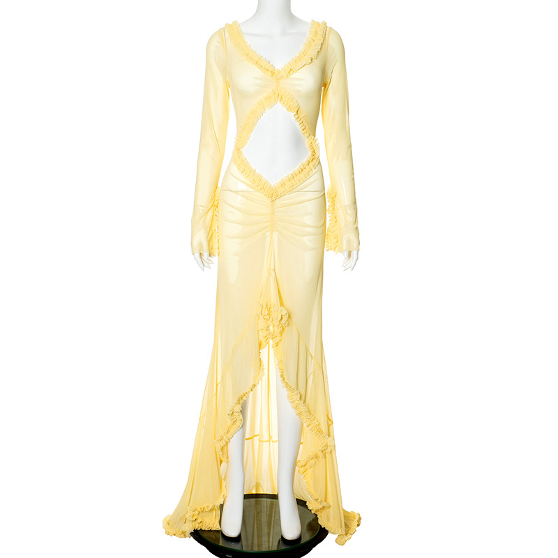 Long-Sleeve High-Waist Maxi Dress, picture 9 of 9