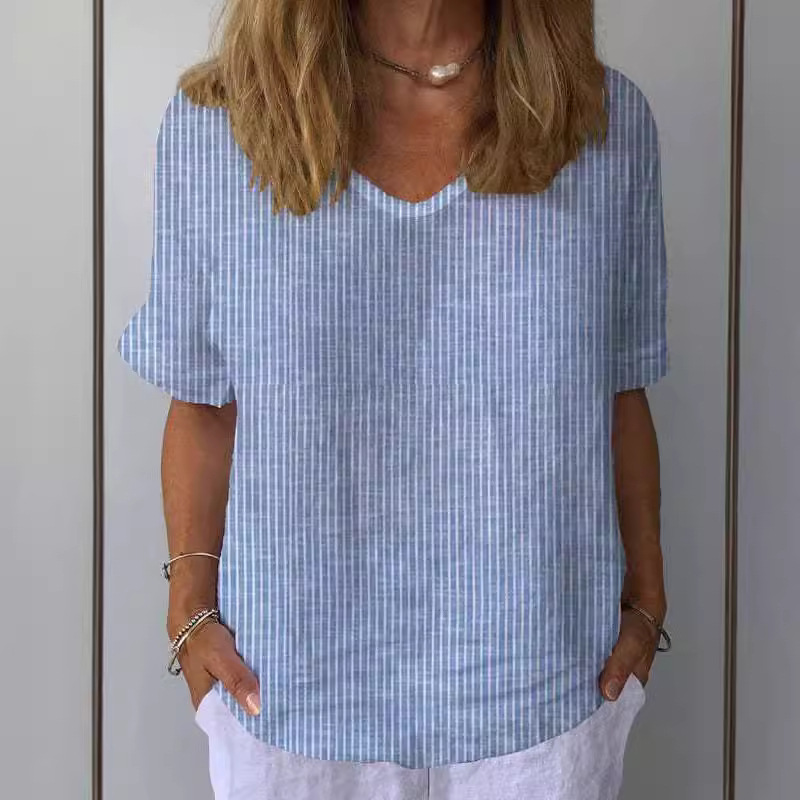 Foreign Trade Cross-Border Amazon Creative Pattern Short-Sleeve Women's Top