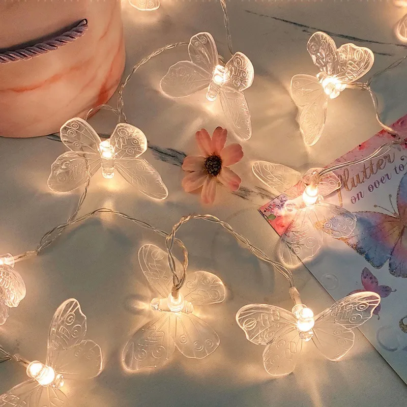 Creative Room Flower Wreath LED Butterfly Light String - 10 Lights Transparent