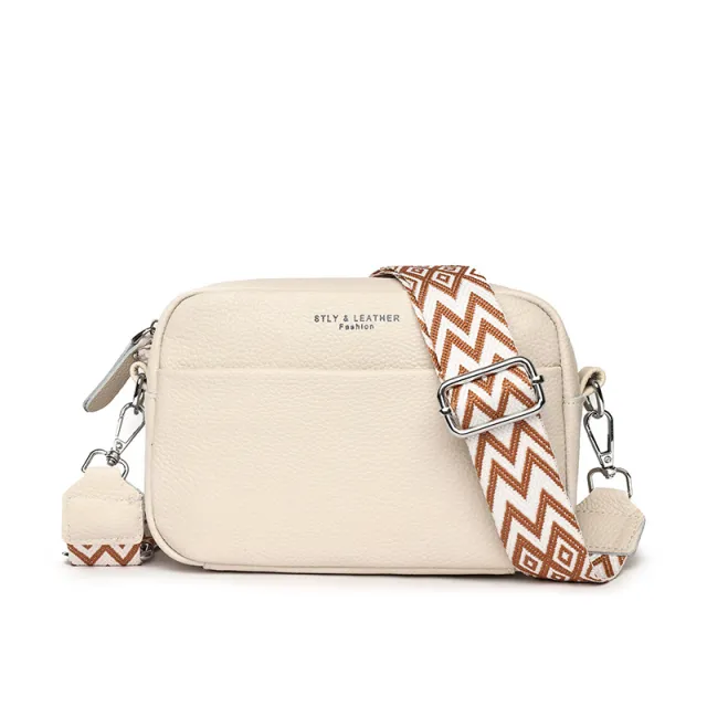 Fashion Shoulder Crossbody Bags With Rhombus Embroidered Wide Shoulder Strap Cute Small Square Bag Women Beige - Shop at LoveMi