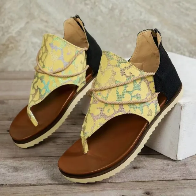 Women's Flip toe Printed Flat Sandals With Back Zipper 556 5 Models 43 - Shop at LoveMi