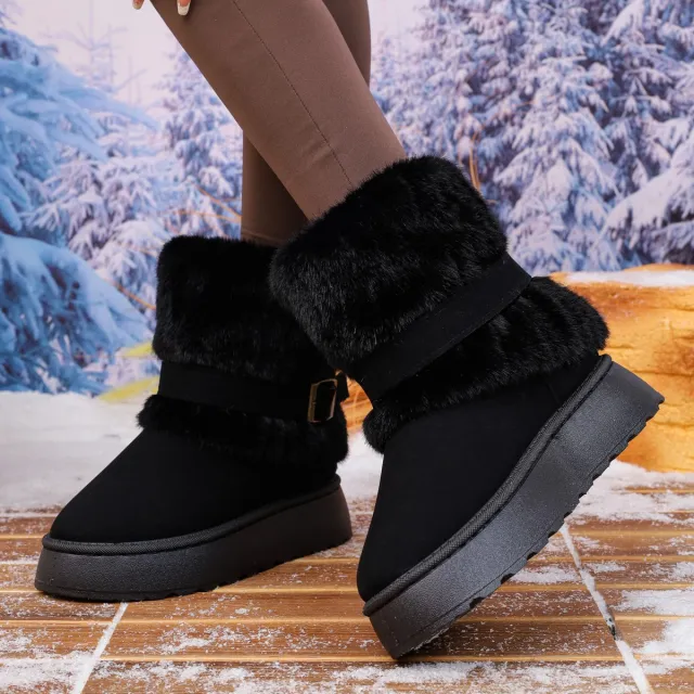 Women's Plus Size Snow Boots Fleece Lined Padded Warm Keeping Non slip Ankle Boots Black - Shop at LoveMi