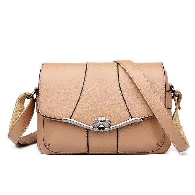 Fashionable And Versatile Commuter Patchwork Stylish Single shoulder Crossbody Bag Khaki - Shop at LoveMi