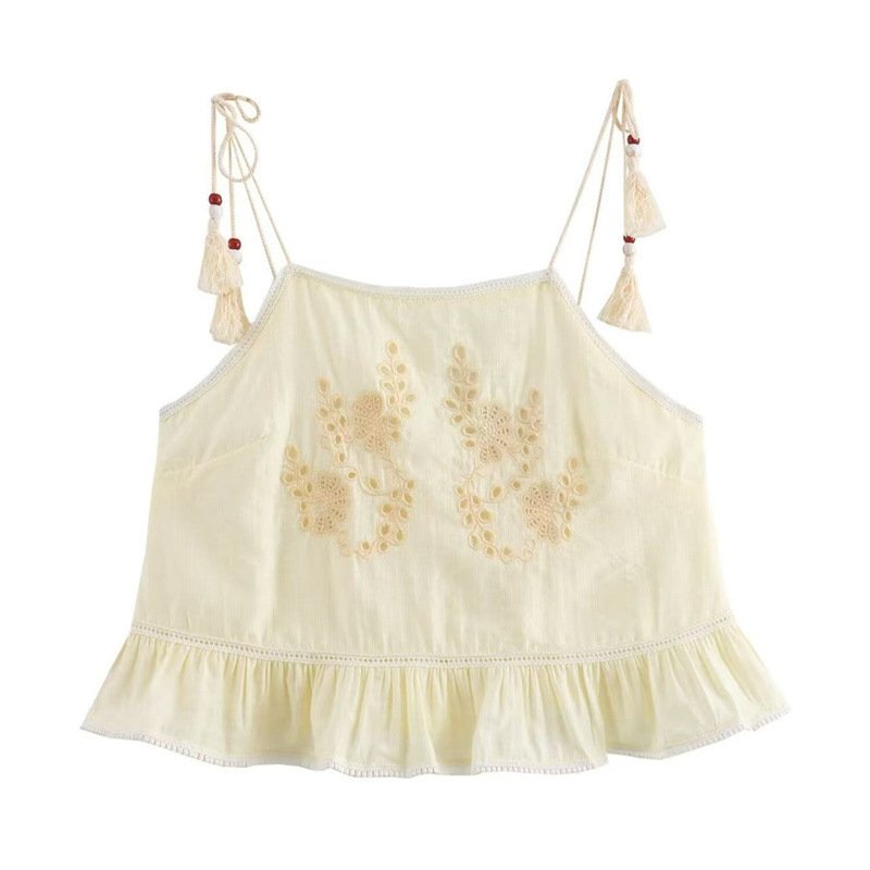 Art Simple Hollow Sling Top High Waist Skirt Suit Top - Shop at LoveMi