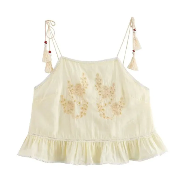 Art Simple Hollow Sling Top High Waist Skirt Suit Top S - Shop at LoveMi