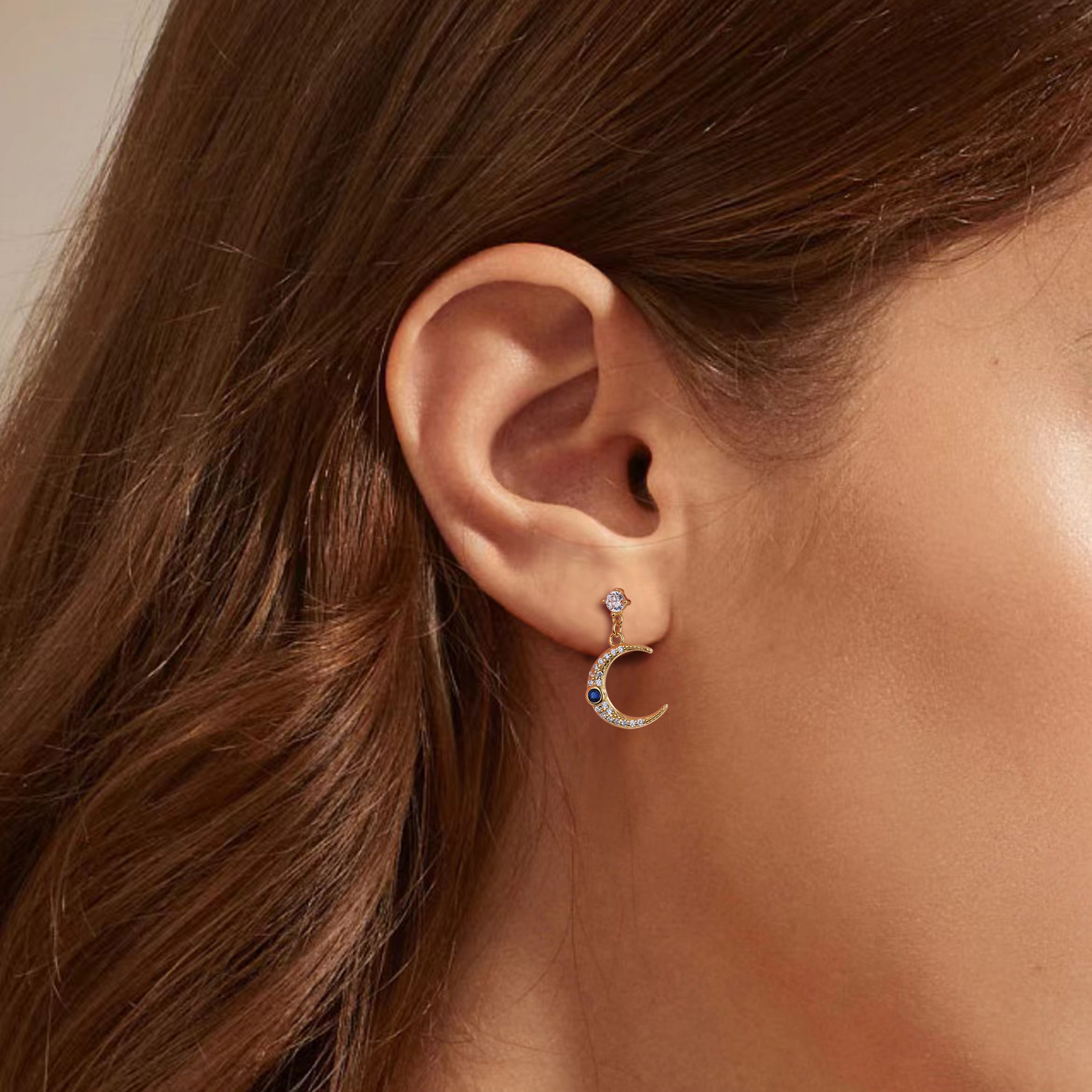 Women's Fashion S925 Sterling Silver Star Moon Earrings