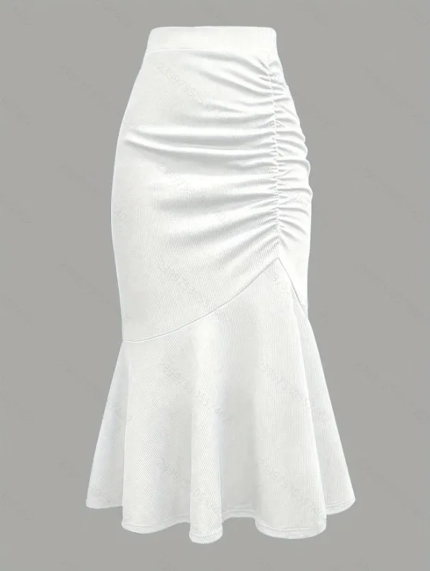 Women's Sexy Mermaid style Waist cinching Long Dress White - Shop at LoveMi