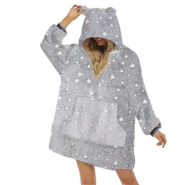 Printed TV TV With Ears Lazy Blanket Homewear Grey Pentagram - Shop at LoveMi
