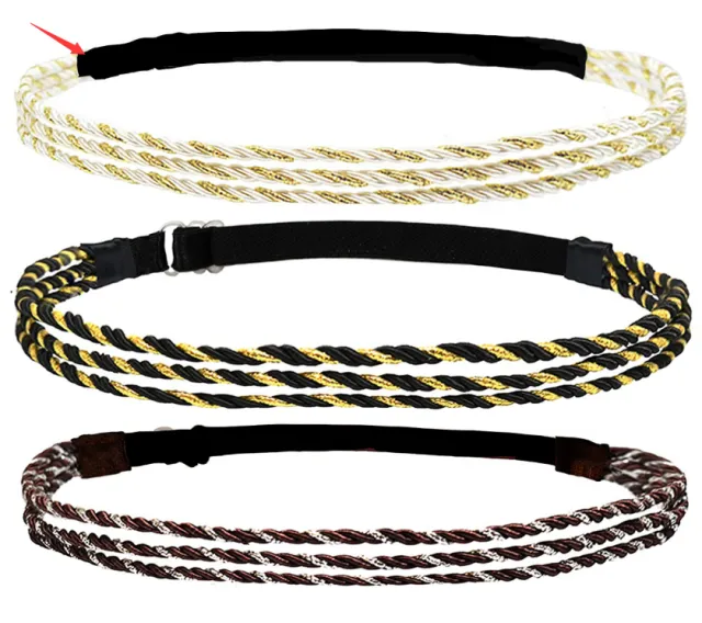 Adjustable Elastic Woven Headband Three Strands Twisted Gold Silver Platinum Twist - Shop at LoveMi