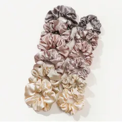 Cross-border Fashion Large Intestine Hair Ring 12 Pack Khaki Series Size Mixed High Elasticity Hundred - Khaki Series - View 1