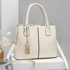 One-shoulder Crossbody Iron Pendant Decorative Large Capacity Handbag - White - View 1