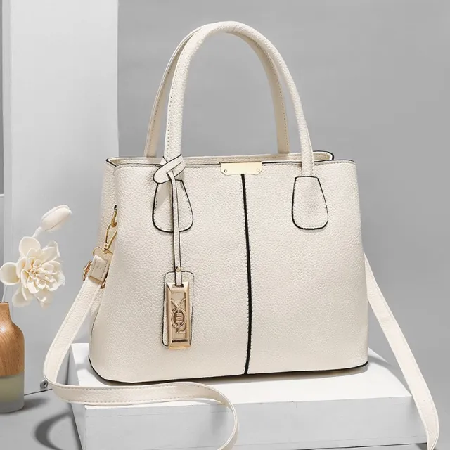 One shoulder Crossbody Iron Pendant Decorative Large Capacity Handbag White - Shop at LoveMi