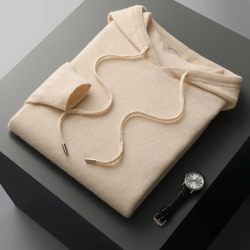 Pullover Hooded Solid-color Knitted Sweater Hoodie