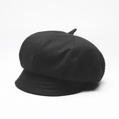 Short Brim Beret Artistic Dome Black Panel - Black Panel - View 1