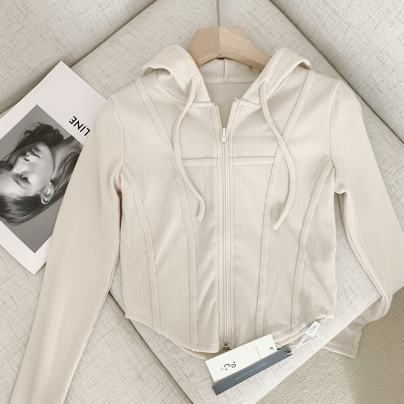 Women's Fashion Casual Hooded Long Sleeve Short Cardigan Top