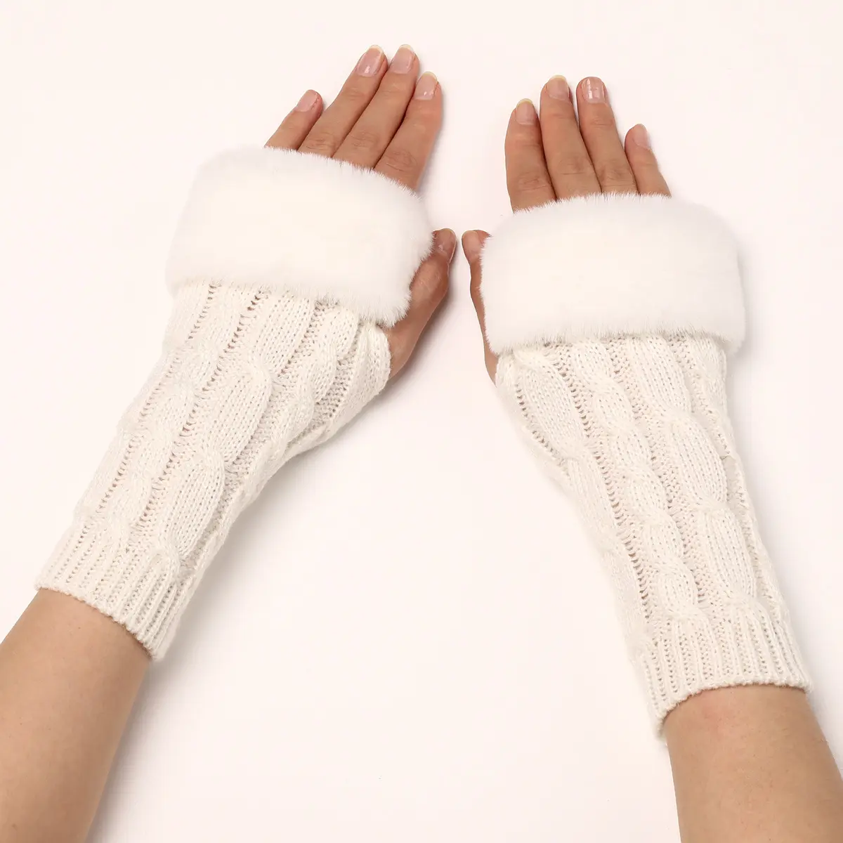 Women's Cable Knit Arm Warmers - Open