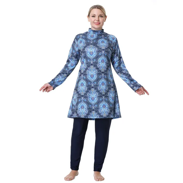 Super Loose Plus Size Fat Women Conservative Swimwear Dark Blue - Shop at LoveMi