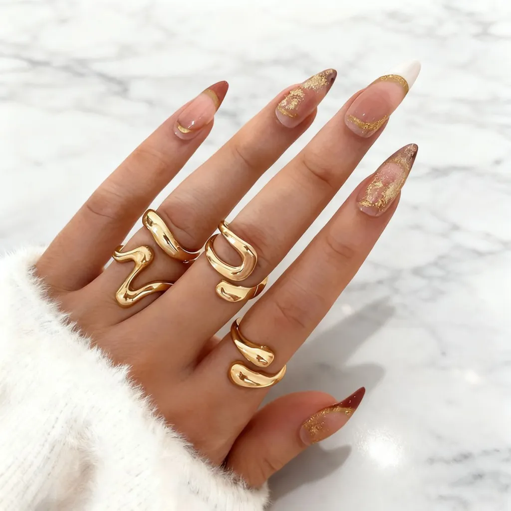 Fashion Simple Open Multi-piece Ring Set - Gold