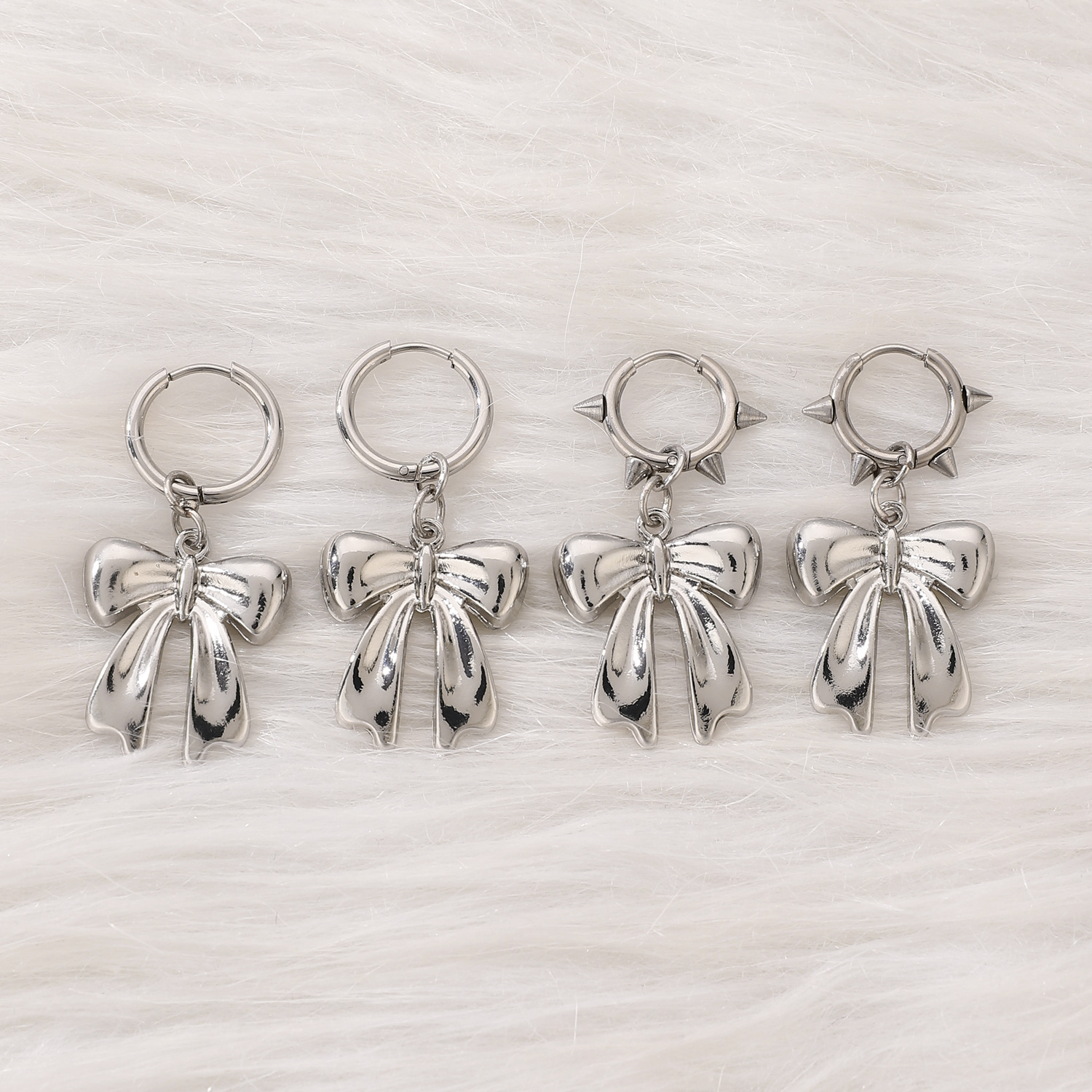 Vintage Bow Female Rivet Punk Stud Earrings