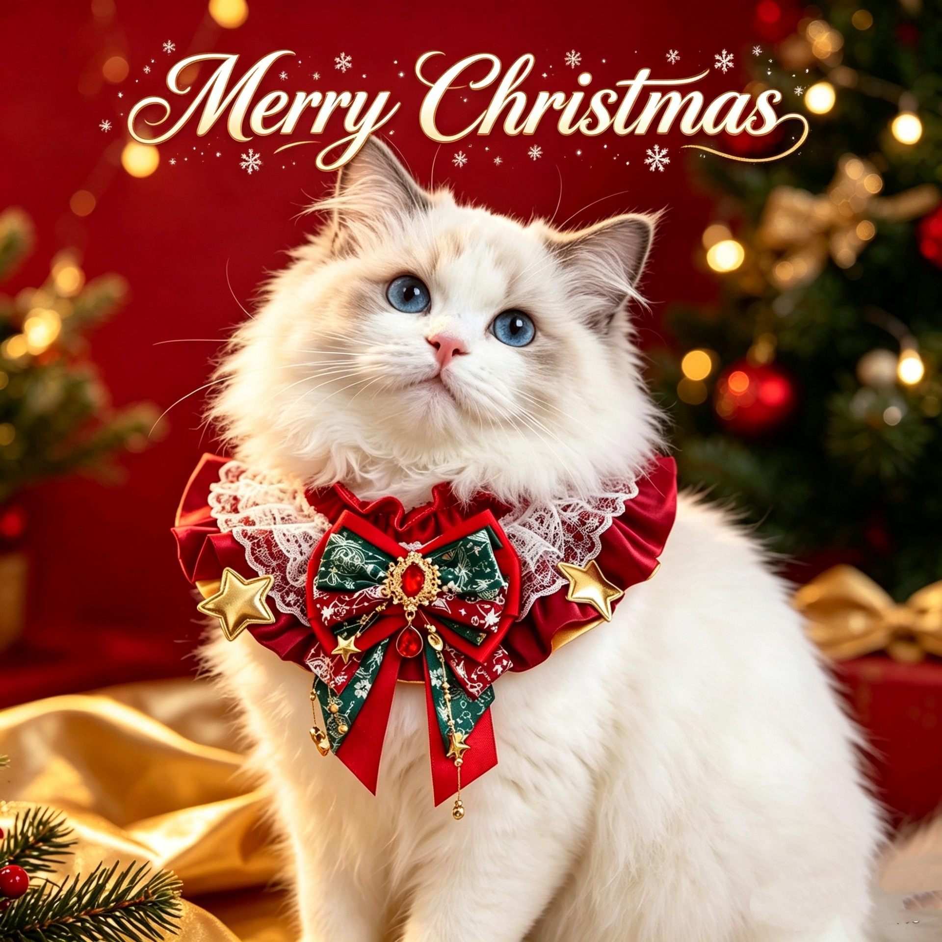 Pet christmas neck scarf, cat and dog lolita lace collar