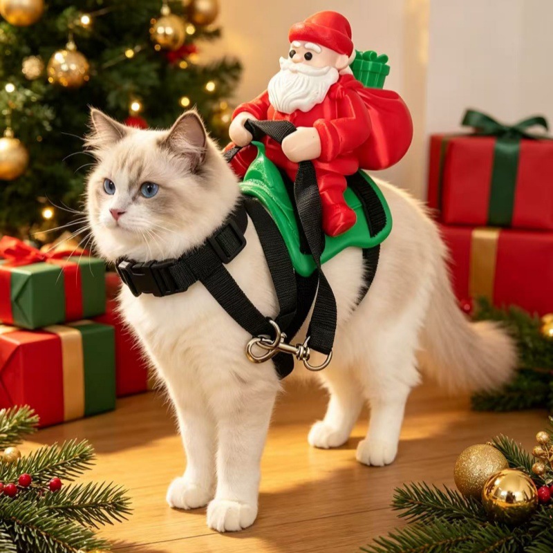 Christmas Santa Claus Pet Knight Costume - Festive Dog Cat Cosplay Outfit for Holiday Party