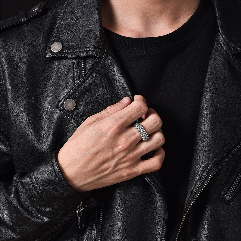 Chiba Marcasite Ring Boys Retro Personality
