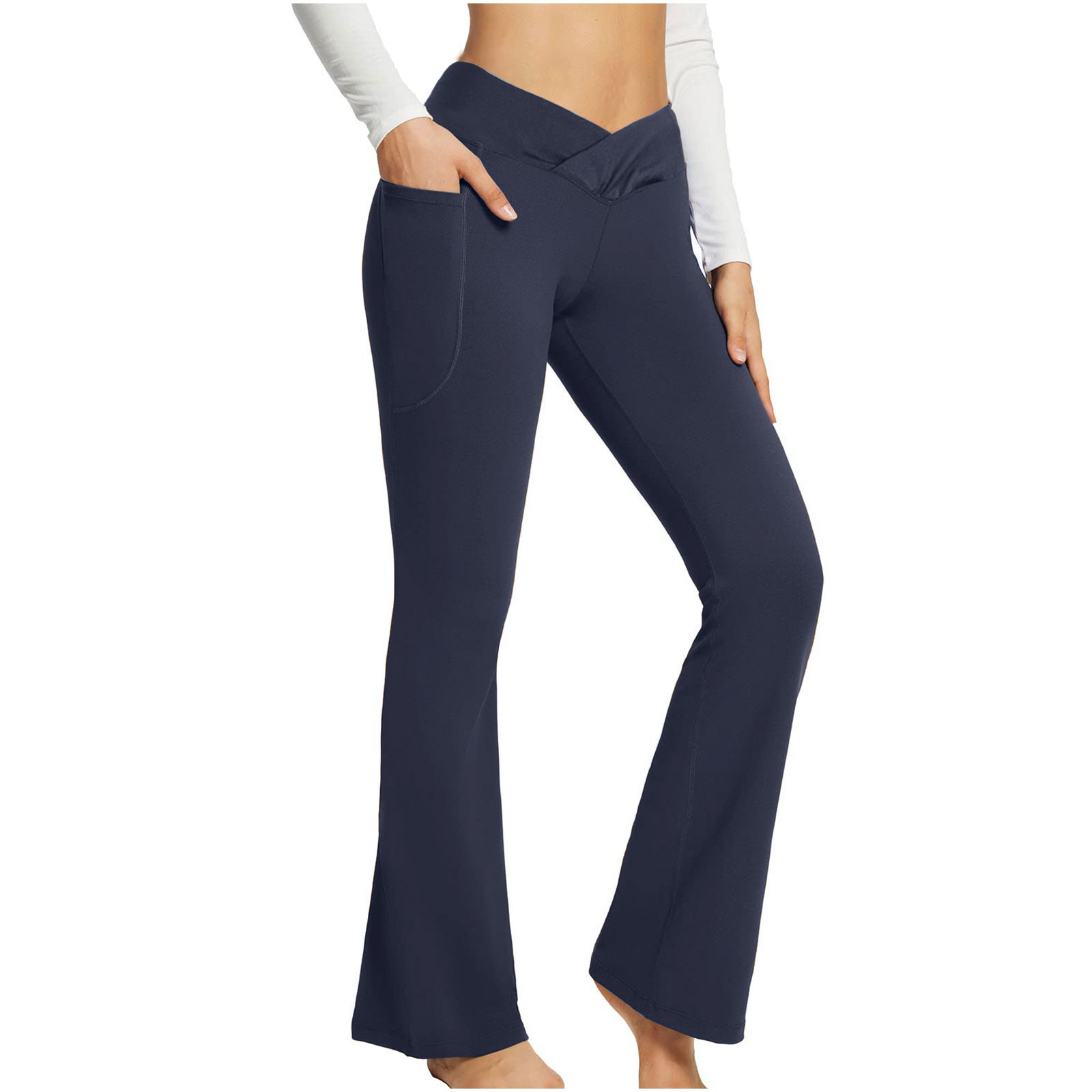 High Waist Slim Fit Wide Leg Yoga Pants Women - Picture 8 of 16