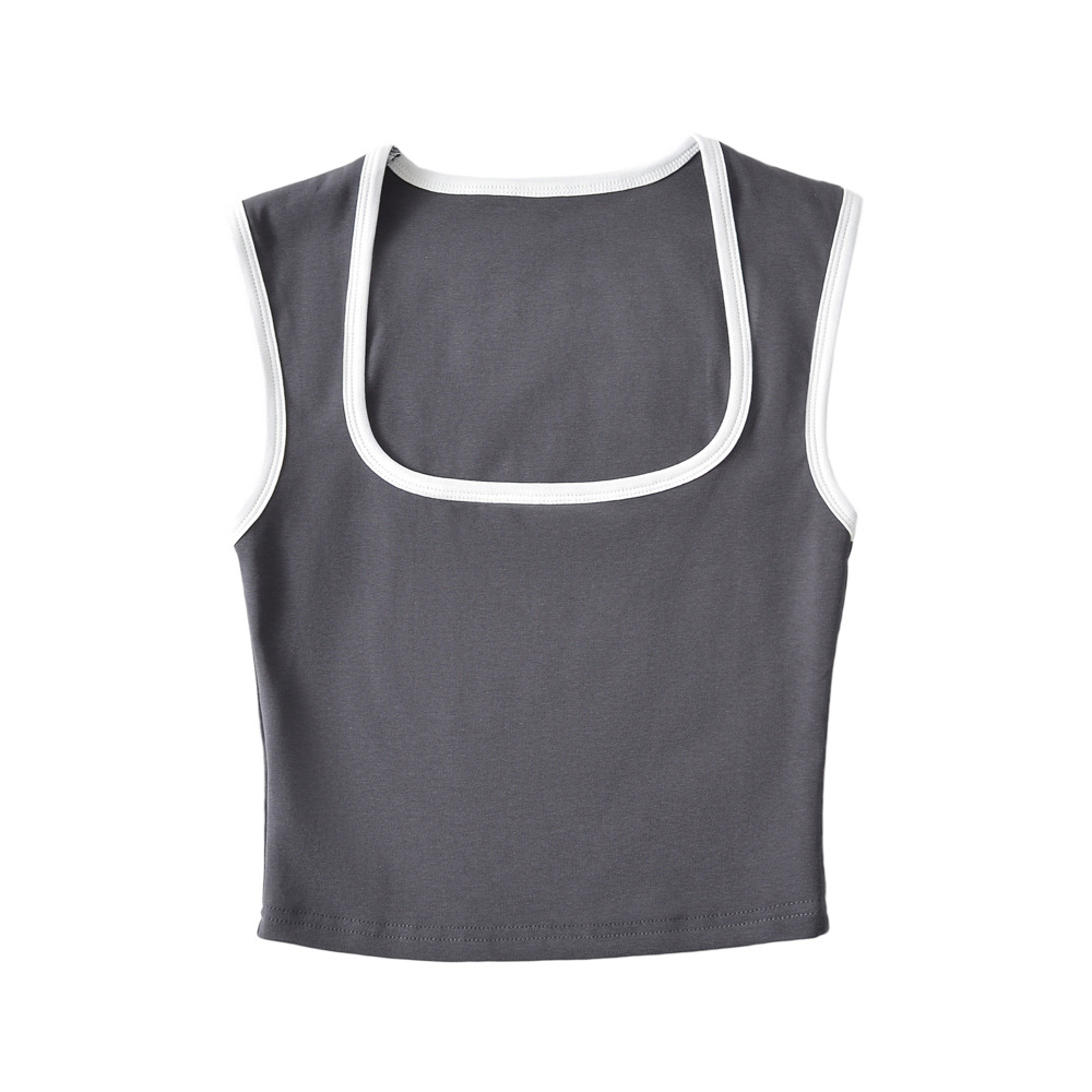 New French Elastic Contrast Color Vest