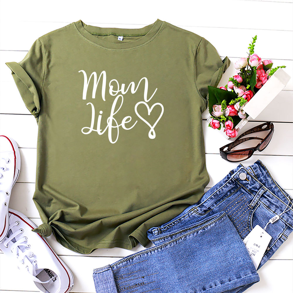 Title 2, Foreign Trade Mom Life Letter Short Sleeved Cot...