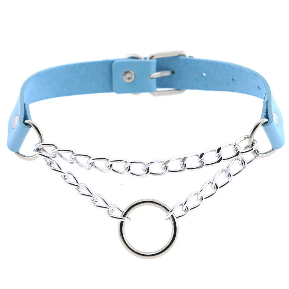 Personality Fashion PU Leather Ring Neckband Necklace O-shaped