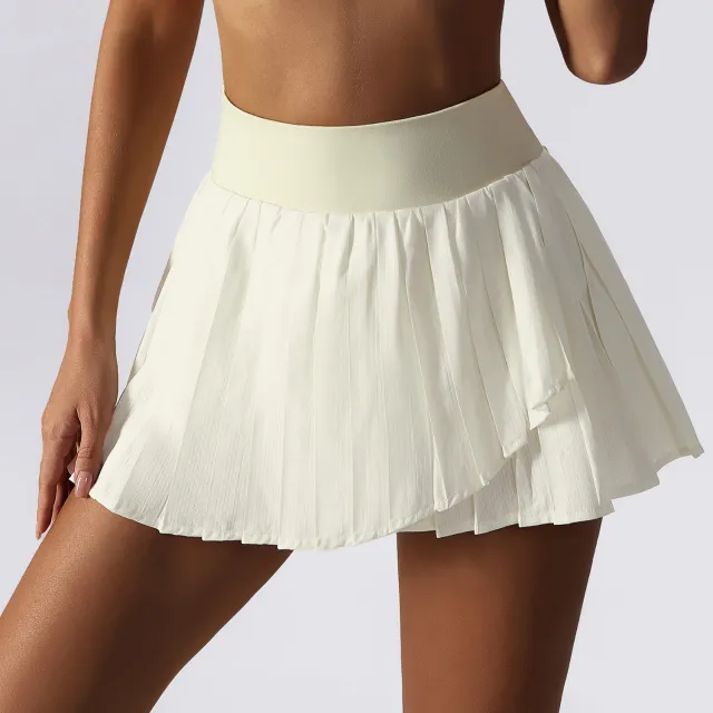 Women's Quick drying Running Half length Tennis Culottes Fitness Sports Short Cream Apricot - Shop at LoveMi