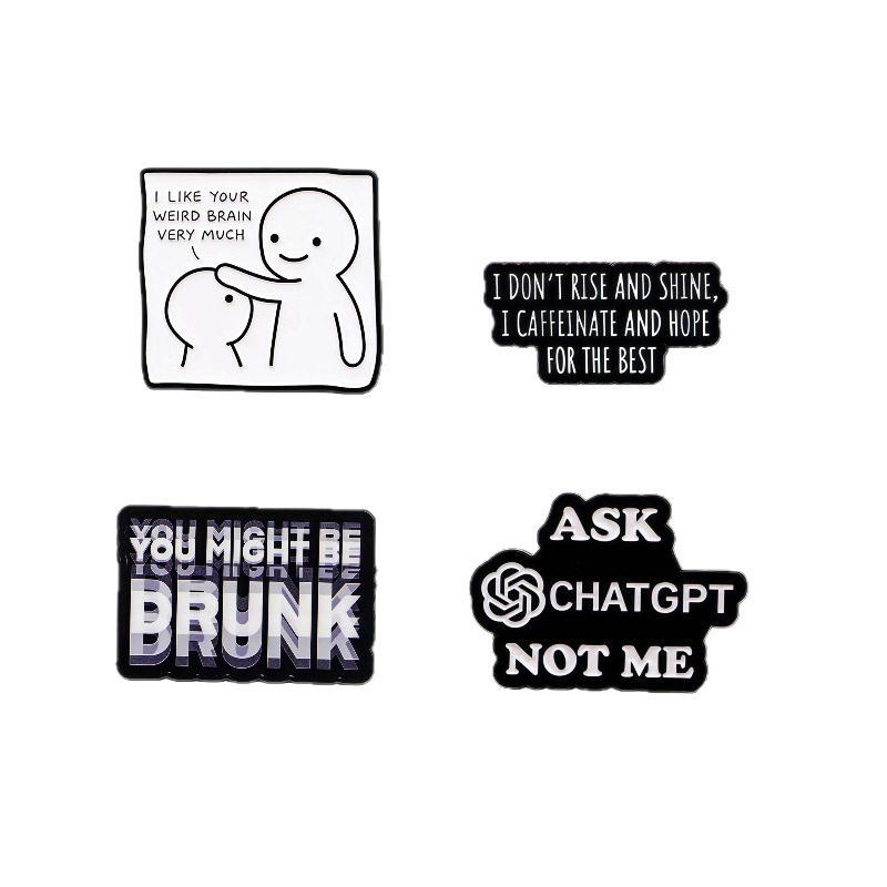 Creative English Quote Brooch Cartoon Metal Badge 2