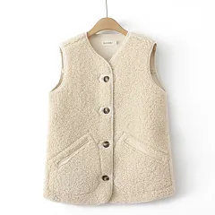Lambswool Vest Plus Size Women's Clothing Composite Suede Nap - Beige - View 1